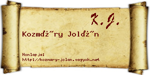 Kozmáry Jolán névjegykártya